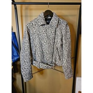 Zara Wool Blend Animal Print Moto Jacket – Size Small